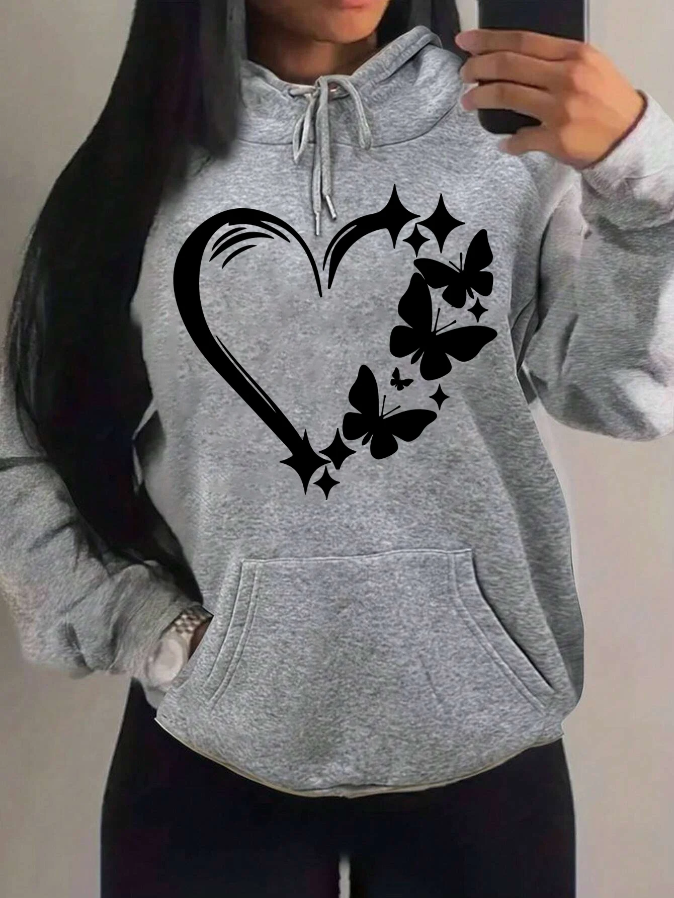 Sweat à Capuche "cœur et papillon" – Image 15