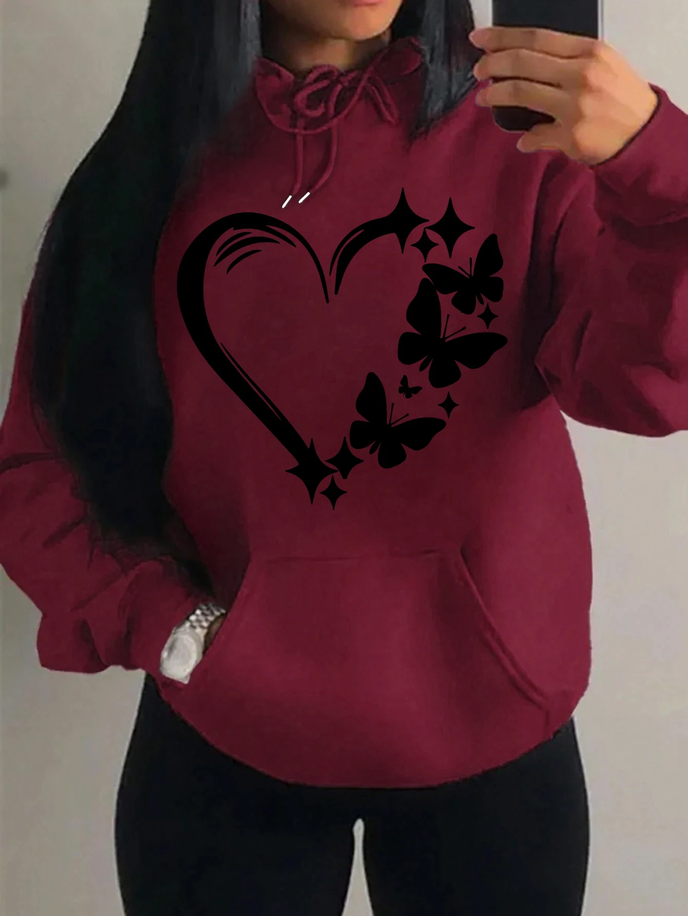 Sweat à Capuche "cœur et papillon" – Image 10