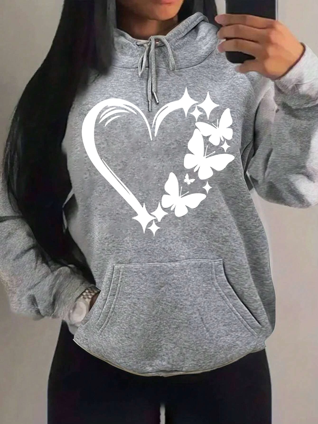 Sweat à Capuche "cœur et papillon" – Image 13