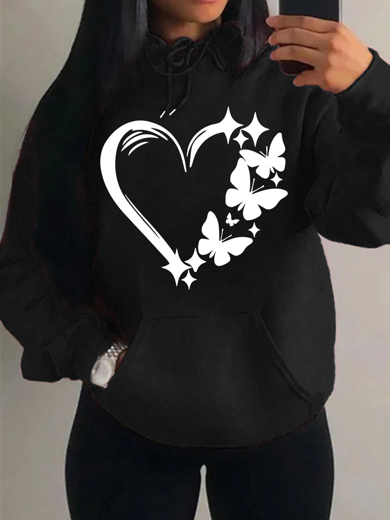 Sweat à Capuche "cœur et papillon" – Image 3