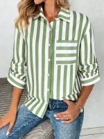 Chemise à rayée verte et blanche,