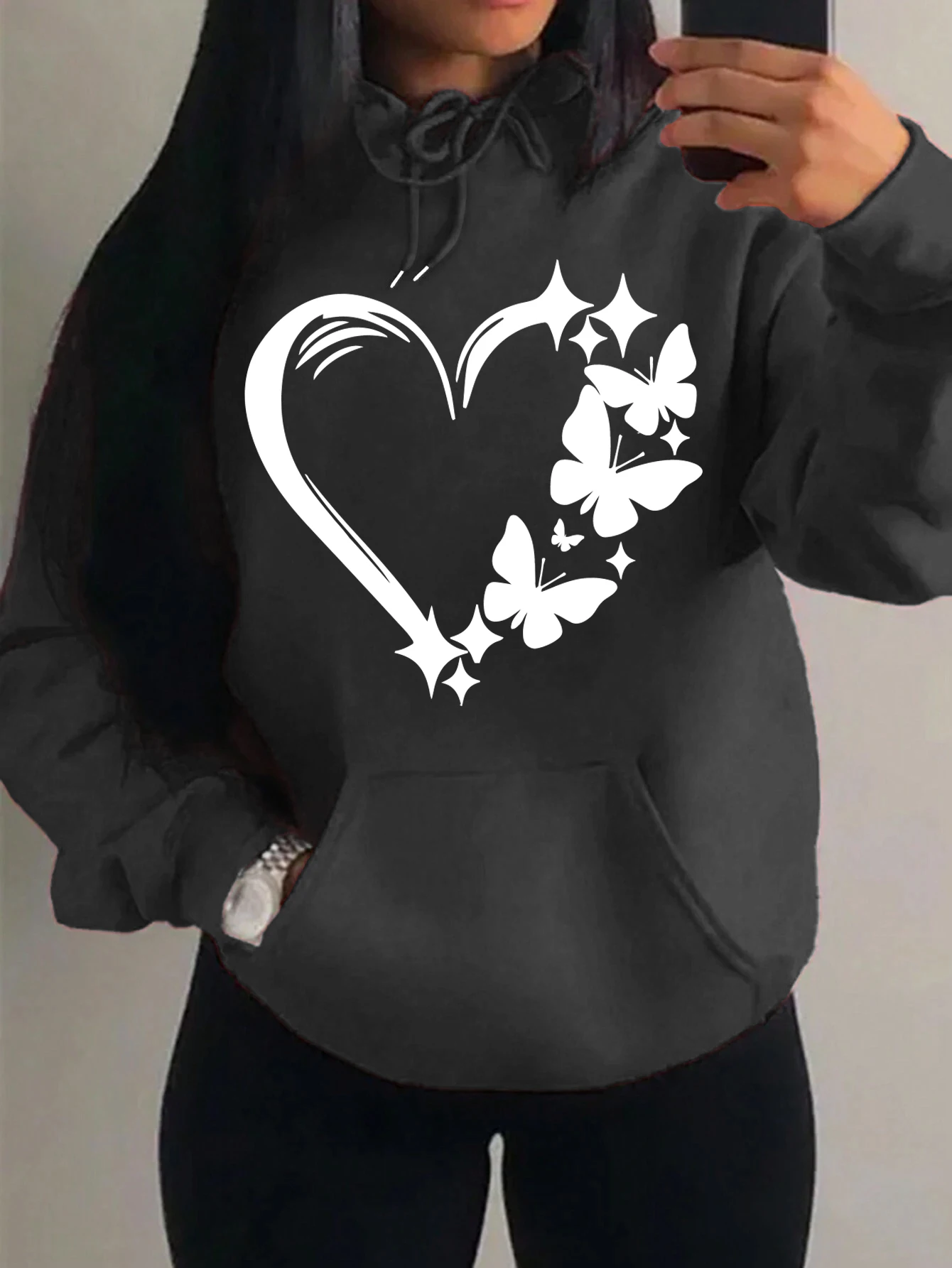 Sweat à Capuche "cœur et papillon" – Image 18