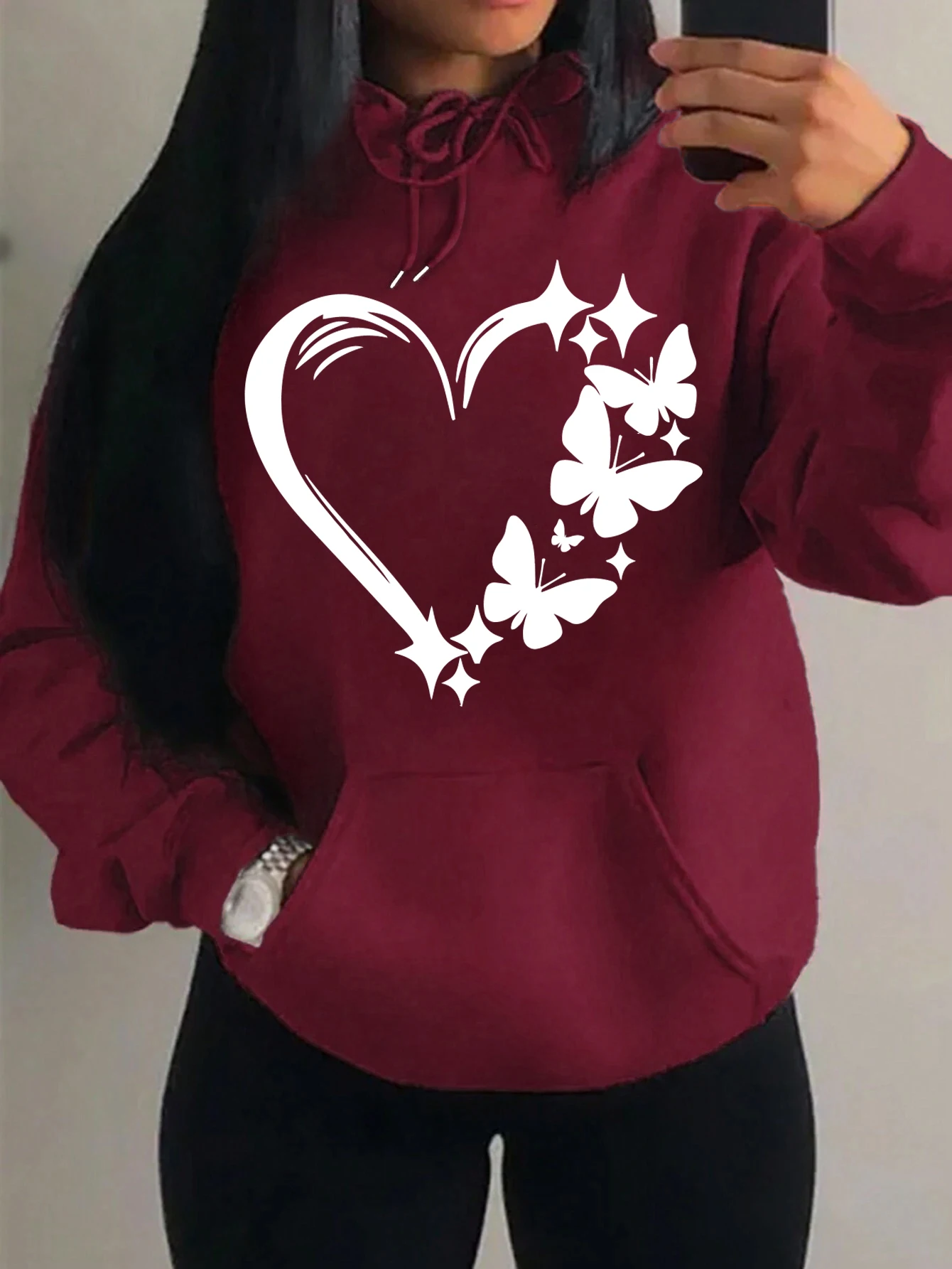 Sweat à Capuche "cœur et papillon" – Image 23