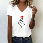 T-shirt en V “Finger Love”,