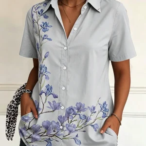 Chemise avec col rabattu et motif imprimé