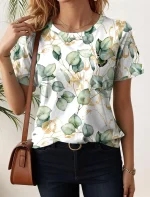 Haut pour femme à imprimé floral, et col rond.