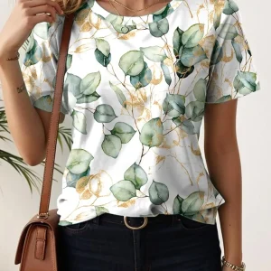Haut pour femme à imprimé floral, et col rond.