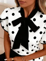 Haut femme motif à pois noire