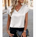Haut satin élégant à col v pour femme