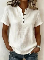 Blouse à m col Henley boutonné