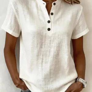 Blouse à m col Henley boutonné