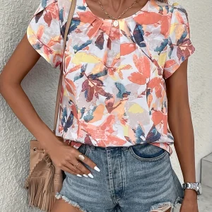 Haut décontracté pour femme à motif floral