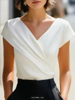 Haut pour femmes, col en V croisé sexy