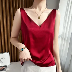 Débardeur pour femme en satin, col V