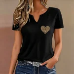 Haut pour femme, col en V, imprimé « Love ».