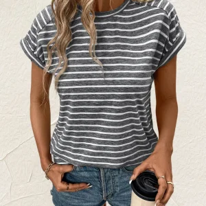 T-shirt pour femme, imprimé rayé.