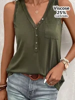 Débardeur pour femme vert olive avec poche avant.